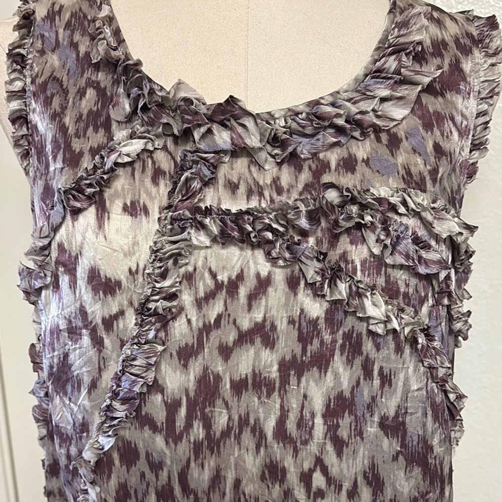 J. Crew animal print silk Ruffled sleeveless blouse